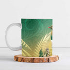 New Zealand Pigeon Kereru Ceramic Mug Maori Fern Art Green Gradient - Aussie Hoodie