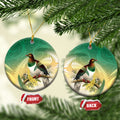 New Zealand Pigeon Kereru Ceramic Ornament Maori Fern Art Green Gradient