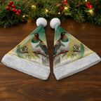 New Zealand Pigeon Kereru Christmas Santa Hat Maori Fern Art Green Gradient
