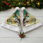 New Zealand Pigeon Kereru Christmas Santa Hat Maori Fern Art Green Gradient