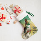New Zealand Pigeon Kereru Christmas Stocking Maori Fern Art Green Gradient