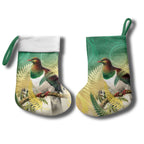 New Zealand Pigeon Kereru Christmas Stocking Maori Fern Art Green Gradient