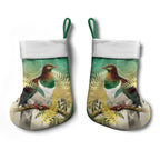 New Zealand Pigeon Kereru Christmas Stocking Maori Fern Art Green Gradient