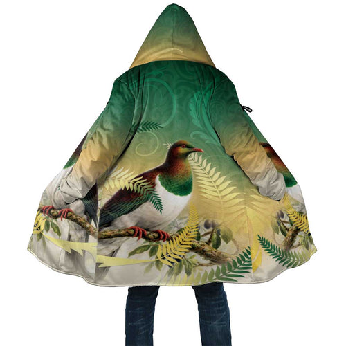 New Zealand Pigeon Kereru Cloak Maori Fern Art Green Gradient - Aussie Hoodie