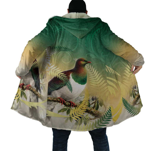 New Zealand Pigeon Kereru Cloak Maori Fern Art Green Gradient - Aussie Hoodie