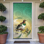 New Zealand Pigeon Kereru Door Cover Maori Fern Art Green Gradient - Aussie Hoodie