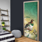 New Zealand Pigeon Kereru Door Cover Maori Fern Art Green Gradient - Aussie Hoodie