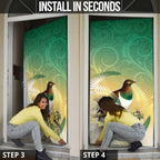 New Zealand Pigeon Kereru Door Cover Maori Fern Art Green Gradient - Aussie Hoodie