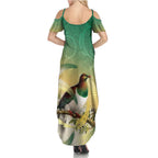 New Zealand Pigeon Kereru Family Matching Summer Maxi Dress and Hawaiian Shirt Maori Fern Art Green Gradient - Aussie Hoodie