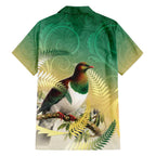 New Zealand Pigeon Kereru Family Matching Tank Maxi Dress and Hawaiian Shirt Maori Fern Art Green Gradient - Aussie Hoodie