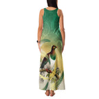 New Zealand Pigeon Kereru Family Matching Tank Maxi Dress and Hawaiian Shirt Maori Fern Art Green Gradient - Aussie Hoodie