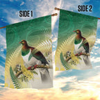 New Zealand Pigeon Kereru Garden Flag Maori Fern Art Green Gradient - Aussie Hoodie