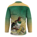 New Zealand Pigeon Kereru Hockey Jersey Maori Fern Art Green Gradient - Aussie Hoodie