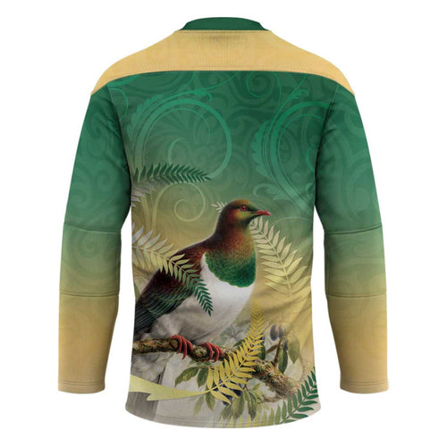 New Zealand Pigeon Kereru Hockey Jersey Maori Fern Art Green Gradient - Aussie Hoodie