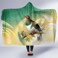 New Zealand Pigeon Kereru Hooded Blanket Maori Fern Art Green Gradient - Aussie Hoodie