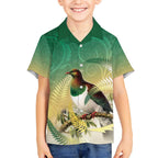 New Zealand Pigeon Kereru Kid Hawaiian Shirt Maori Fern Art Green Gradient - Aussie Hoodie