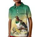 New Zealand Pigeon Kereru Kid Polo Shirt Maori Fern Art Green Gradient - Aussie Hoodie