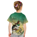 New Zealand Pigeon Kereru Kid T Shirt Maori Fern Art Green Gradient - Aussie Hoodie