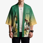 New Zealand Pigeon Kereru Kimono Maori Fern Art Green Gradient - Aussie Hoodie