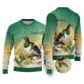 New Zealand Pigeon Kereru Ugly Christmas Sweater Maori Fern Art Green Gradient