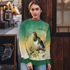 New Zealand Pigeon Kereru Ugly Christmas Sweater Maori Fern Art Green Gradient