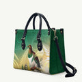 New Zealand Pigeon Kereru Leather Bag Maori Fern Art Green Gradient - Aussie Hoodie