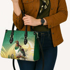 New Zealand Pigeon Kereru Leather Bag Maori Fern Art Green Gradient - Aussie Hoodie