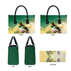 New Zealand Pigeon Kereru Leather Bag Maori Fern Art Green Gradient - Aussie Hoodie