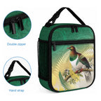 New Zealand Pigeon Kereru Lunch Bag Maori Fern Art Green Gradient