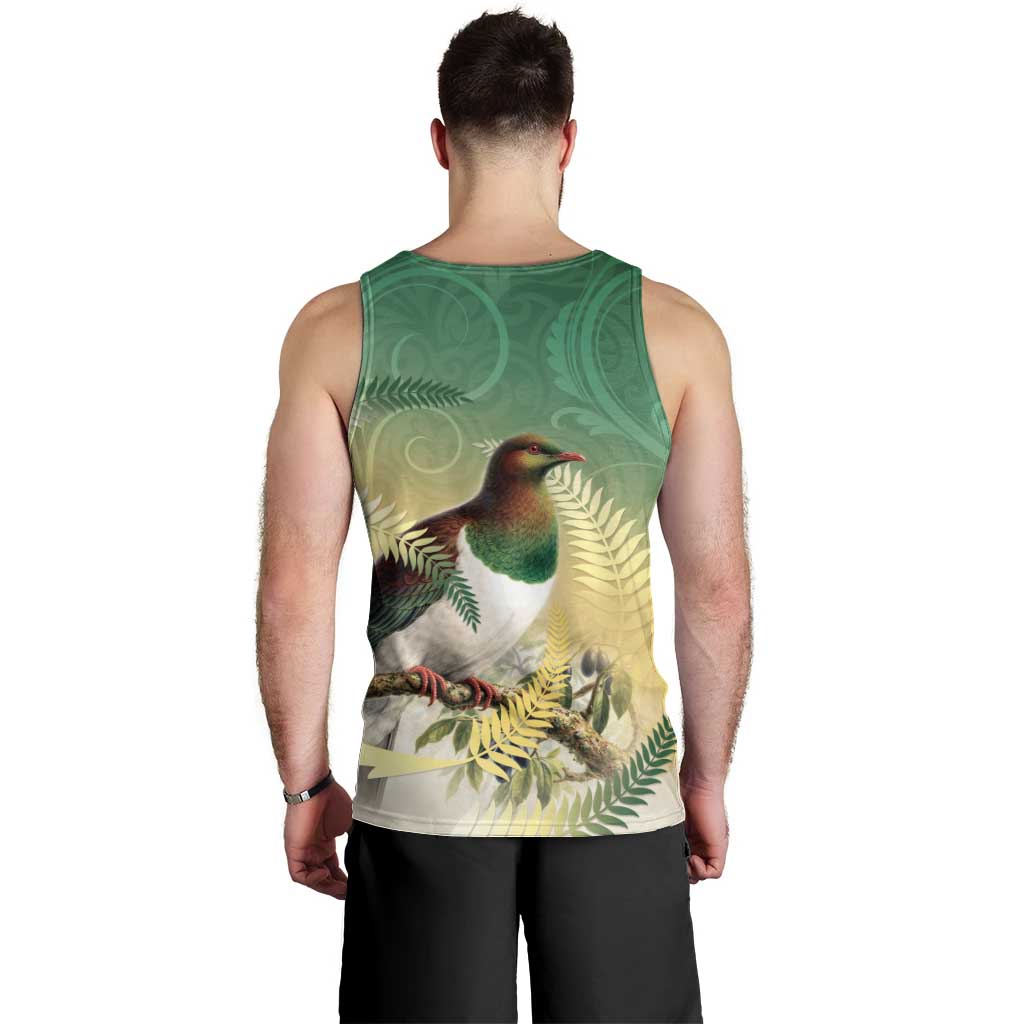 New Zealand Pigeon Kereru Men Tank Top Maori Fern Art Green Gradient - Aussie Hoodie