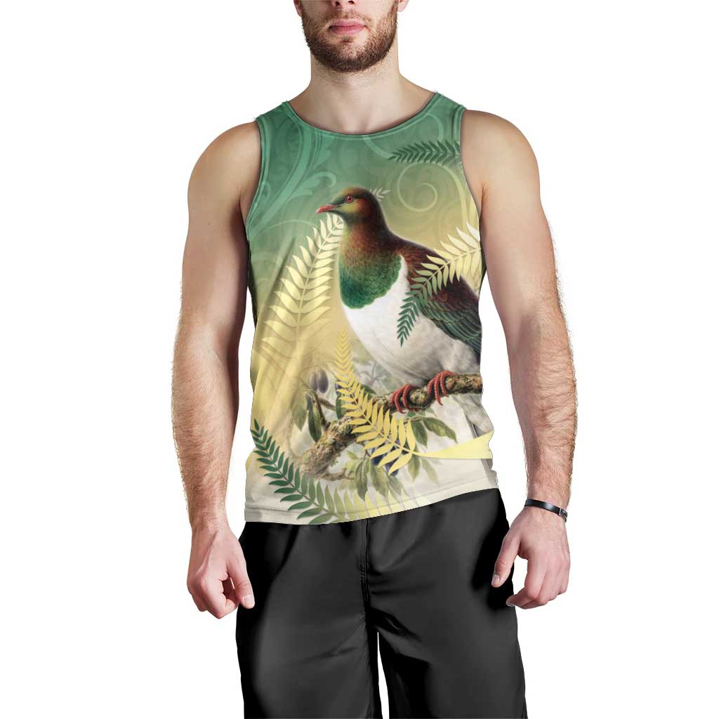 New Zealand Pigeon Kereru Men Tank Top Maori Fern Art Green Gradient - Aussie Hoodie