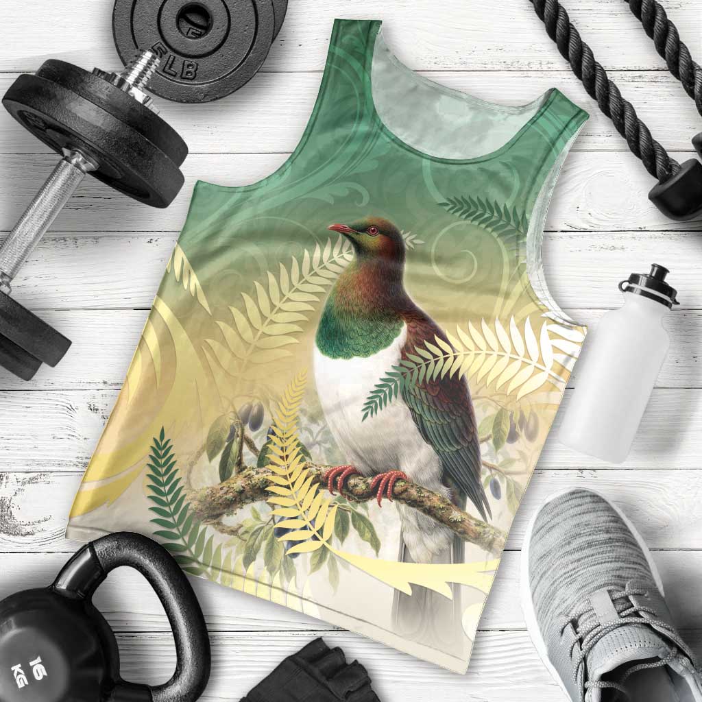 New Zealand Pigeon Kereru Men Tank Top Maori Fern Art Green Gradient - Aussie Hoodie