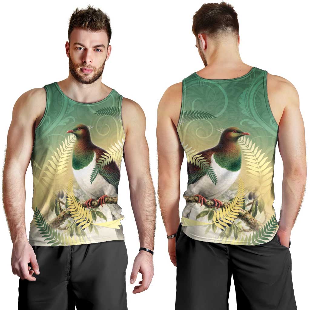New Zealand Pigeon Kereru Men Tank Top Maori Fern Art Green Gradient - Aussie Hoodie