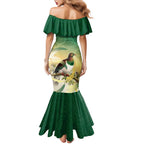 New Zealand Pigeon Kereru Mermaid Dress Maori Fern Art Green Gradient - Aussie Hoodie