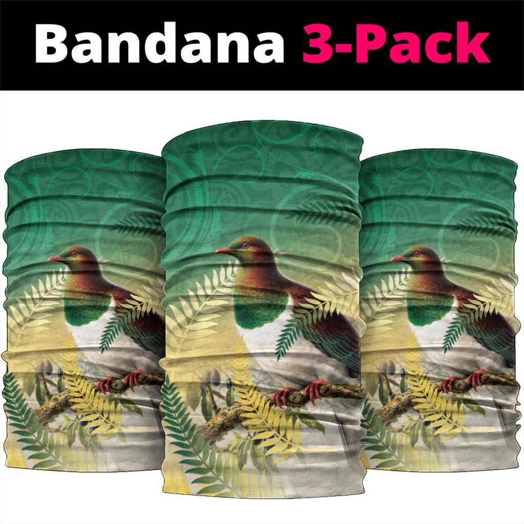 New Zealand Pigeon Kereru Neck Gaiter Maori Fern Art Green Gradient - Aussie Hoodie