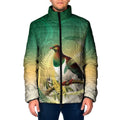 New Zealand Pigeon Kereru Padded Jacket Maori Fern Art Green Gradient - Aussie Hoodie