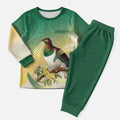 New Zealand Pigeon Kereru Christmas Pajama Set Maori Fern Art Green Gradient