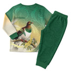 New Zealand Pigeon Kereru Christmas Pajama Set Maori Fern Art Green Gradient