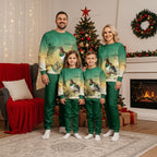 New Zealand Pigeon Kereru Christmas Pajama Set Maori Fern Art Green Gradient