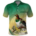 New Zealand Pigeon Kereru Polo Shirt Maori Fern Art Green Gradient - Aussie Hoodie