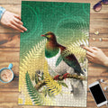 New Zealand Pigeon Kereru Puzzle Maori Fern Art Green Gradient - Aussie Hoodie