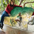 New Zealand Pigeon Kereru Quilt Maori Fern Art Green Gradient - Aussie Hoodie
