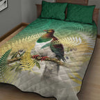 New Zealand Pigeon Kereru Quilt Bed Set Maori Fern Art Green Gradient - Aussie Hoodie