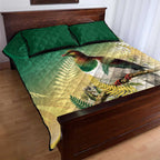 New Zealand Pigeon Kereru Quilt Bed Set Maori Fern Art Green Gradient - Aussie Hoodie