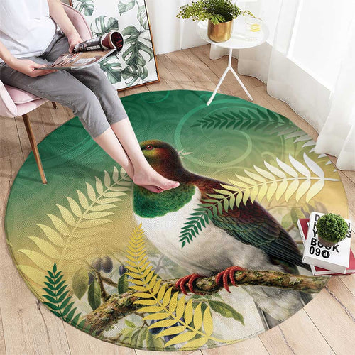 New Zealand Pigeon Kereru Round Carpet Maori Fern Art Green Gradient - Aussie Hoodie