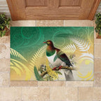 New Zealand Pigeon Kereru Rubber Doormat Maori Fern Art Green Gradient - Aussie Hoodie