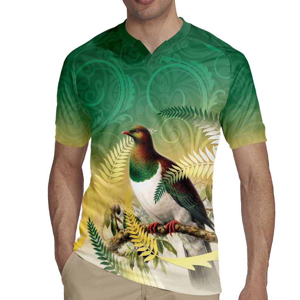 New Zealand Pigeon Kereru Rugby Jersey Maori Fern Art Green Gradient - Aussie Hoodie