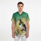 New Zealand Pigeon Kereru Scrub Top Maori Fern Art Green Gradient - Aussie Hoodie