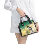New Zealand Pigeon Kereru Shoulder Handbag Maori Fern Art Green Gradient - Aussie Hoodie