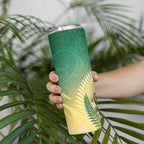 New Zealand Pigeon Kereru Skinny Tumbler Maori Fern Art Green Gradient - Aussie Hoodie